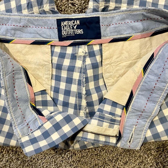 5/$25 American Eagle blue and white gingham plaid shorts - Picture 5 of 6